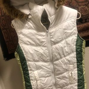 Poofy warm lined vest with hoodie